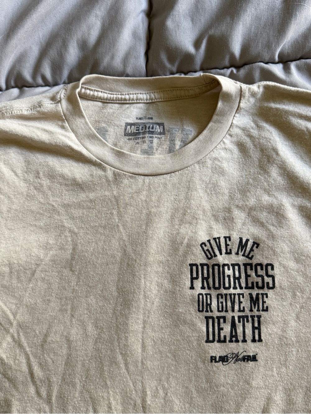 Give Me Progress or Give Me Death Graphic FNF Tee - Beige - Medium